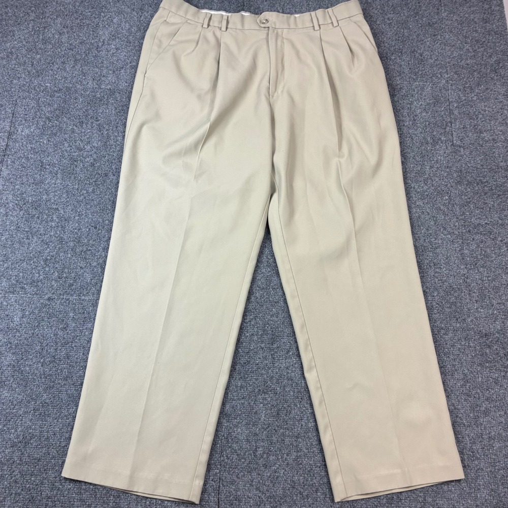 Dockers Golf Mens Size W36 L29 Khaki Tan Pleated Relaxed Fit Polyester Pants